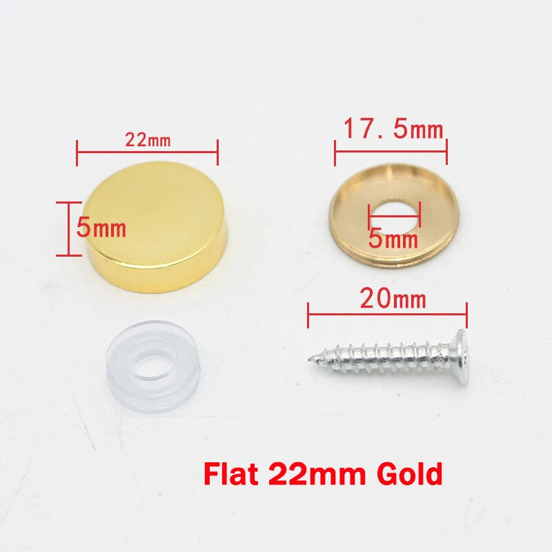 Mirror Screws Cap – Brass Chrome Decorative Cover Caps (10mm to 25mm) for Glass & Furniture – Silver/Gold