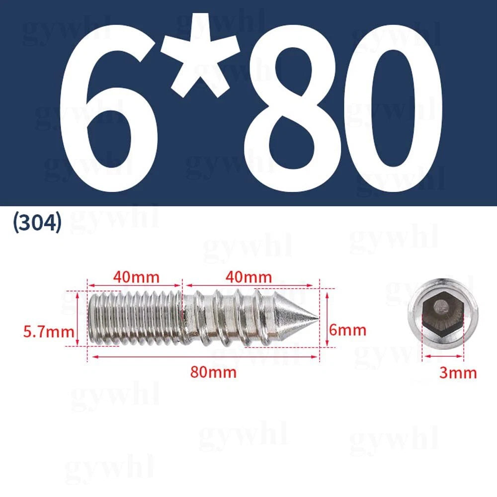 Wood To Metal Dowels Double Ended Threaded Furniture Screws M3 M4 M5 M6 8 10 M12