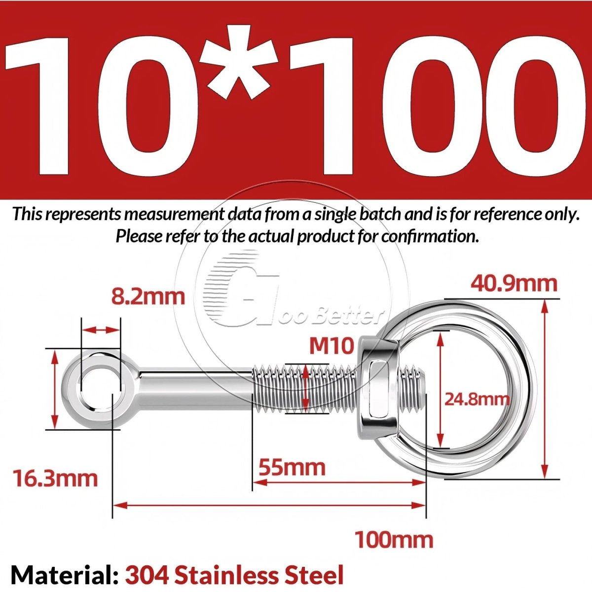 M10 M12 M14 Stainless Steel Eye Bolt & Eye Nut Set — A2 - 304, Threaded Lifting Ring - HomeDIYer