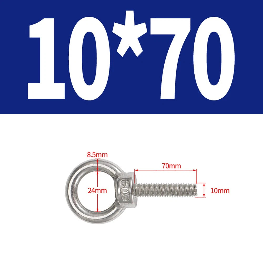 A2 Stainless Steel Eye Bolts DIN 580 — M10 M12 M14 M16 M18 M20 M24 Lifting Ring Bolt