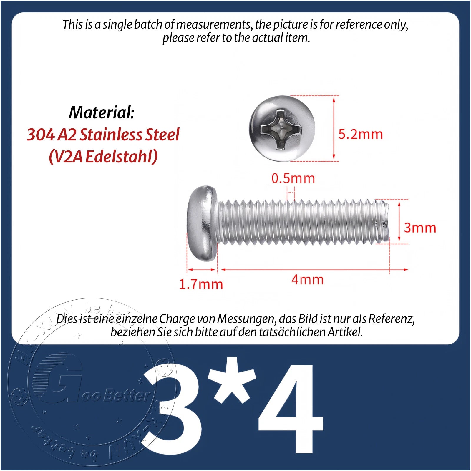 M3 M3.5 Phillips Pan Head Machine Screws – A2 Stainless Steel DIN 7985H (3–180mm Lengths)