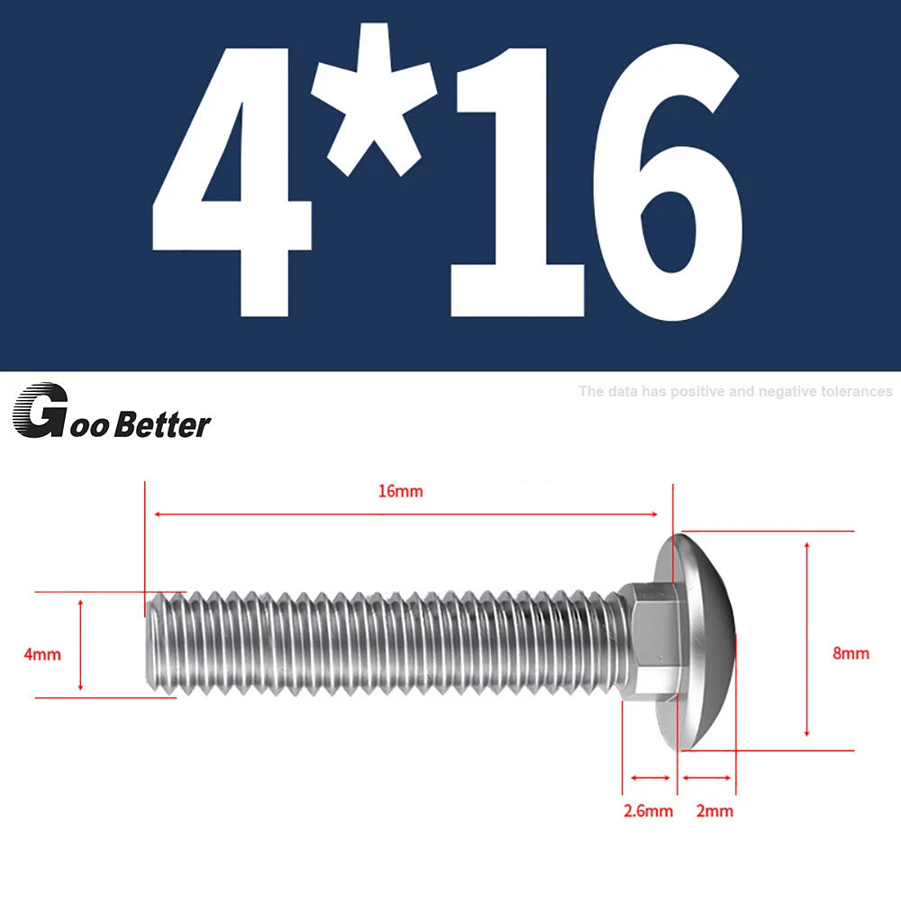 M4–M12 Carriage Bolts A2 Stainless Steel | Cup Square Neck Screws