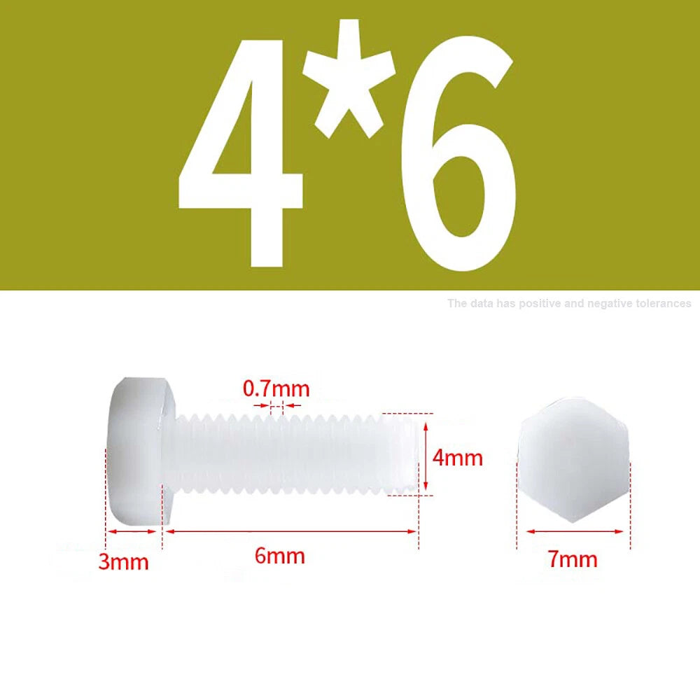 M3–M12 White Nylon Hex Bolts | Plastic Hexagon Head Machine Screws DIN 933