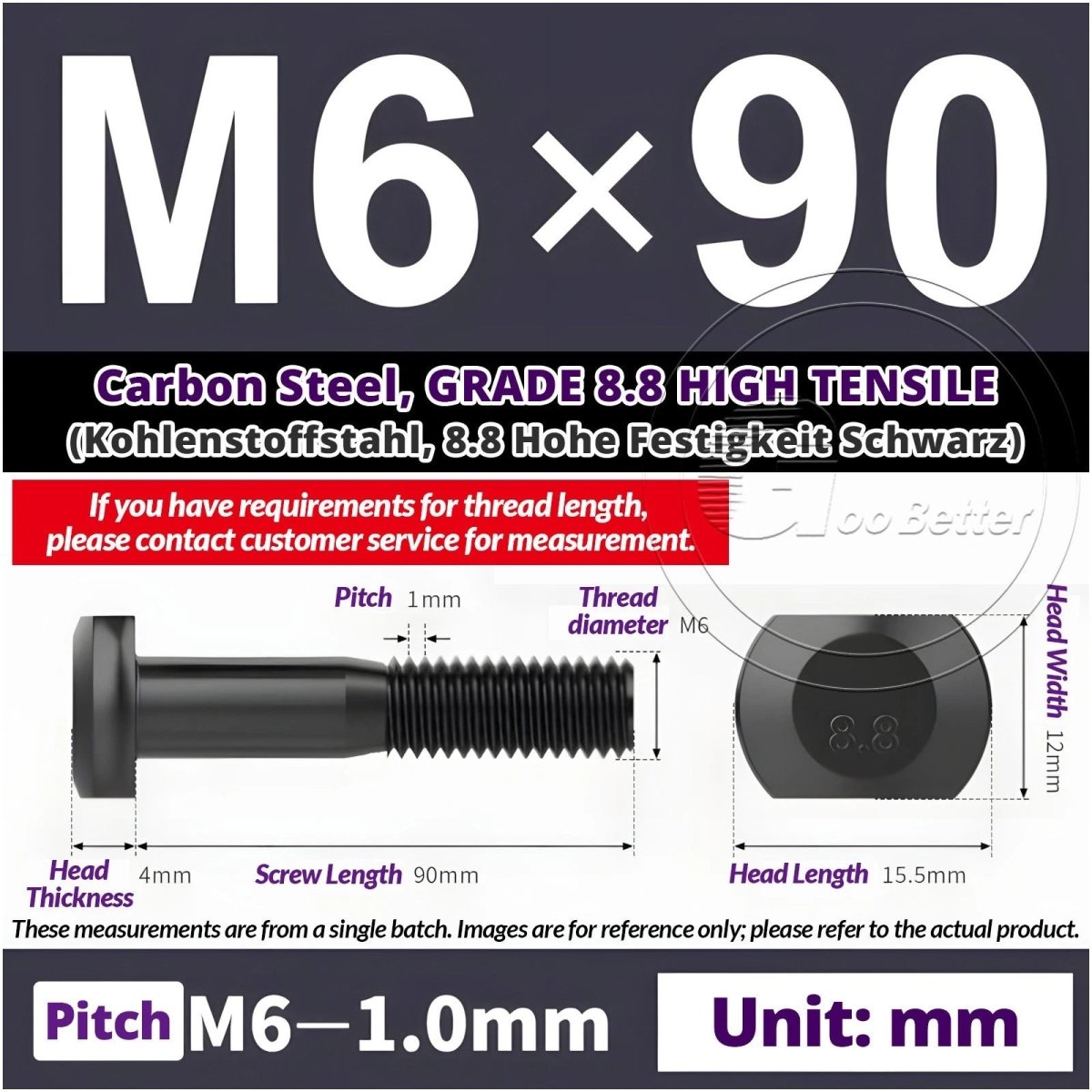 T - Slot Bolts M6 to M20 | Grade 8.8 High Tensile | T - Track Bolts 16mm–500mm - HomeDIYer