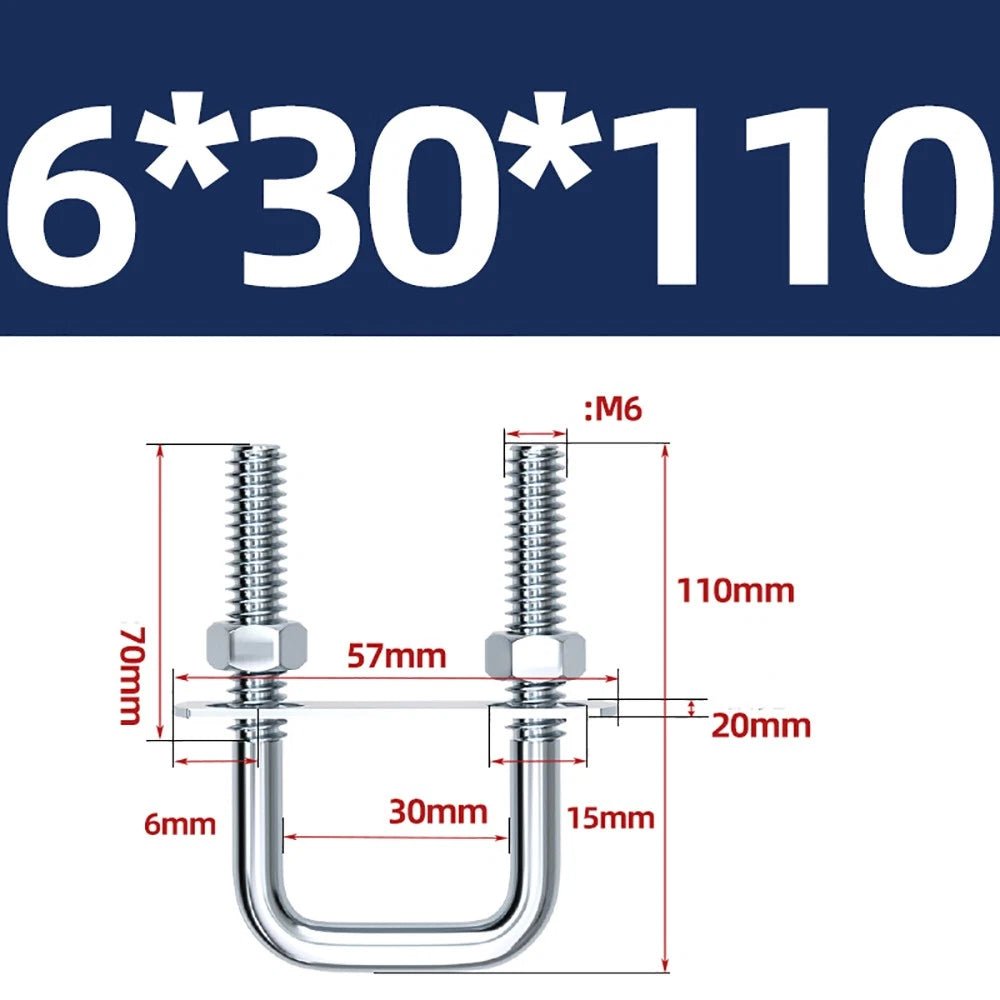 Square U - Bolts with Plate and Nuts – M6 M8 M10 M12 Zinc Plated, Trailer & Pipe Clamp Fasteners - HomeDIYer