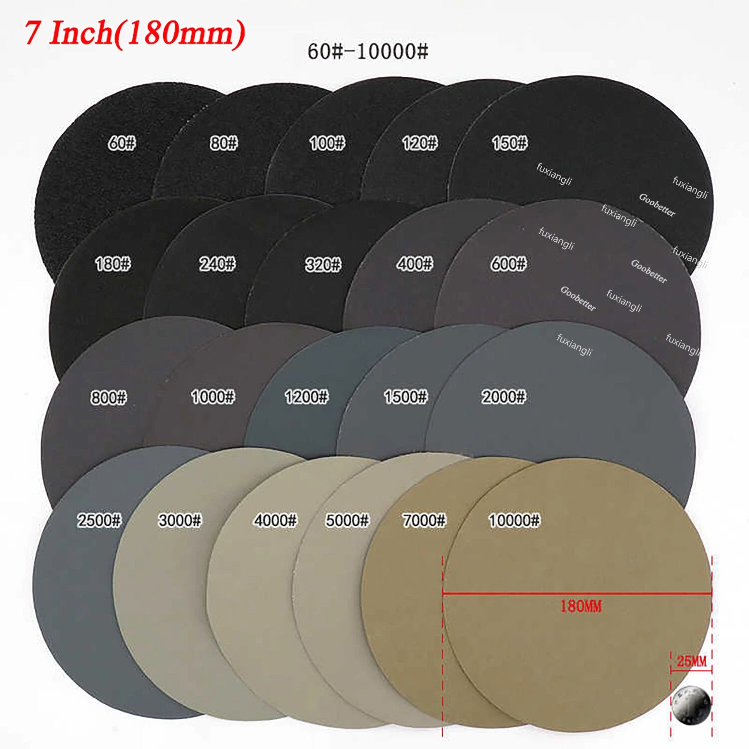 25mm-180mm Dry/Wet Sanding Discs Hook & Loop Abrasive Sandpaper Pads All Grit