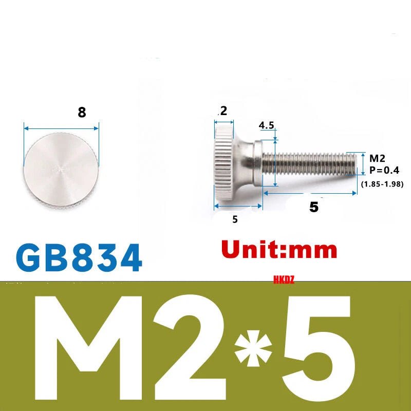 M2/M2.5 High Head Knurled Thumb Screws – 303 Stainless Steel Hand Grip Knob Bolts (3 - 12mm) - HomeDIYer