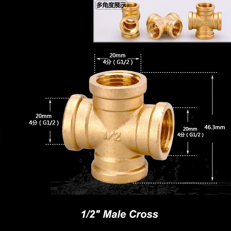 1/2" & 3/4" BSP Brass Pipe Fittings — Nipple, Elbow, Tee, Cross, Union, Plug & Bushing