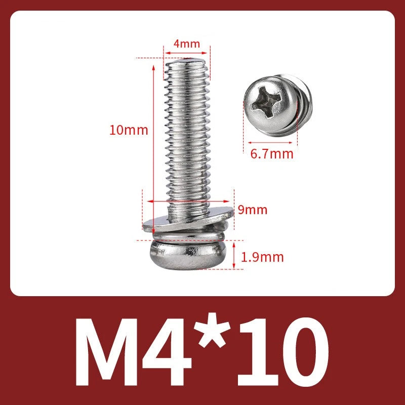 M3 M4 M5 M6 A4 Stainless Steel Bolt, Nut & Washer Set – Phillips Pan Head Marine Grade (316)