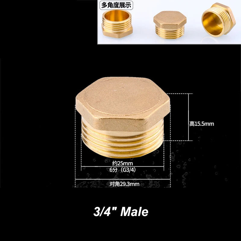 Brass BSP Blanking Cap Plug — 1/8" to 2" Male & Female Stop End with Washer