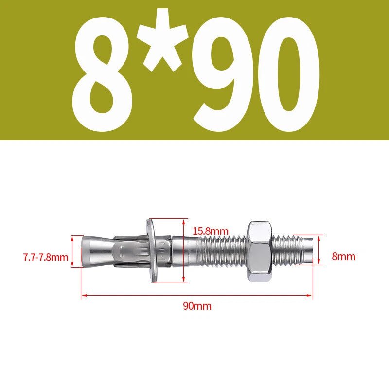Stainless Steel Through Bolts – Wall Expansion Anchor Bolts M6 M8 M10 M12 M16 - HomeDIYer