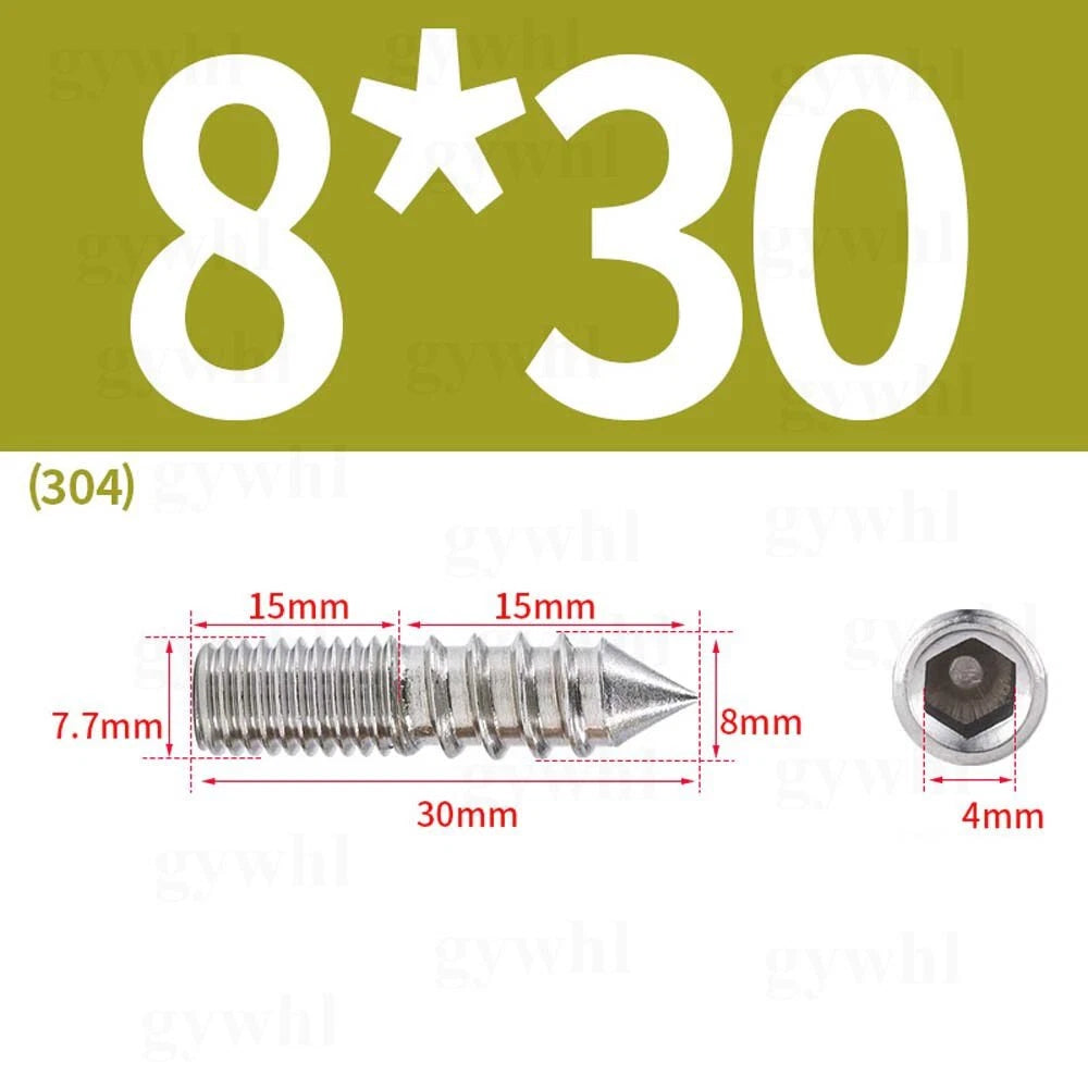Wood To Metal Dowels Double Ended Threaded Furniture Screws M3 M4 M5 M6 8 10 M12