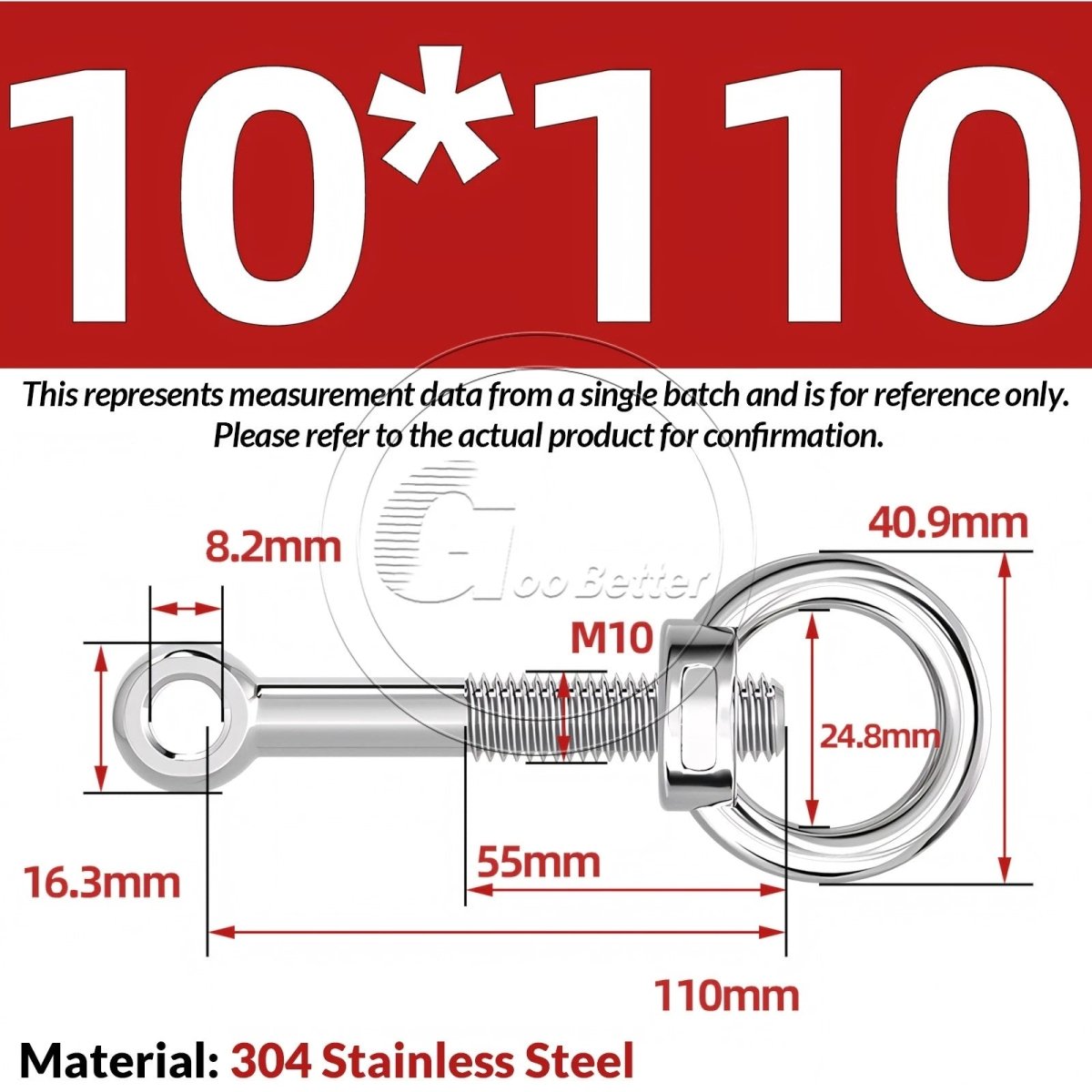 M10 M12 M14 Stainless Steel Eye Bolt & Eye Nut Set — A2 - 304, Threaded Lifting Ring - HomeDIYer