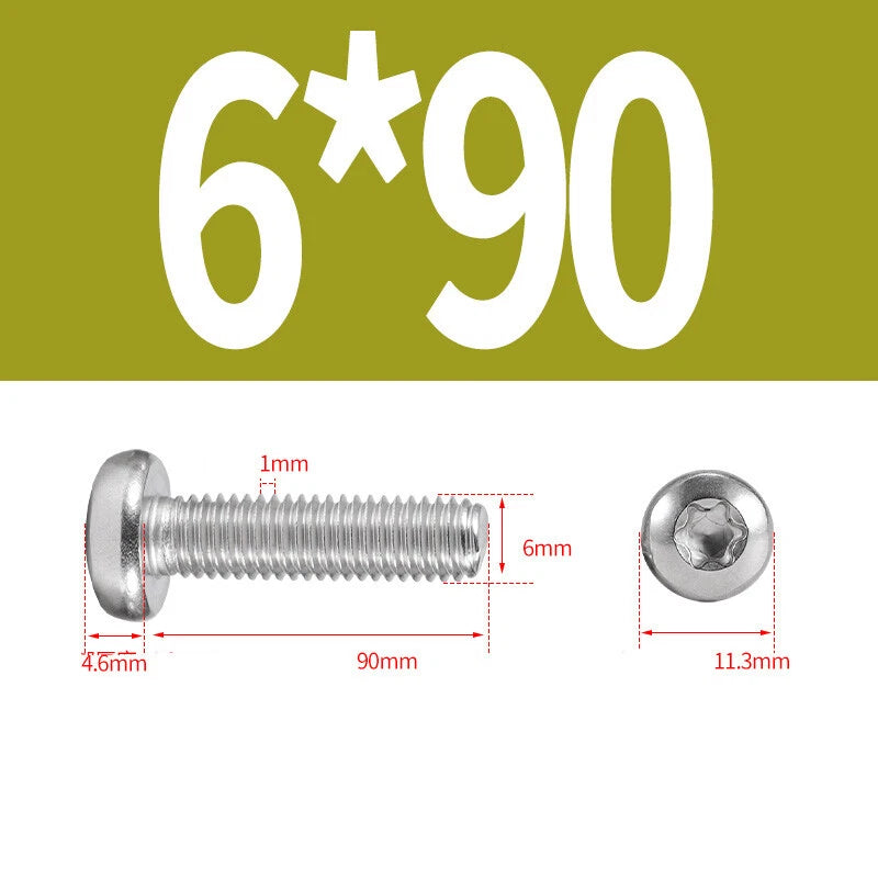 M6 M8 M10 A2 STAINLESS STEEL TORX PAN HEAD MACHINE SCREWS HEXOBULAR BOLTS