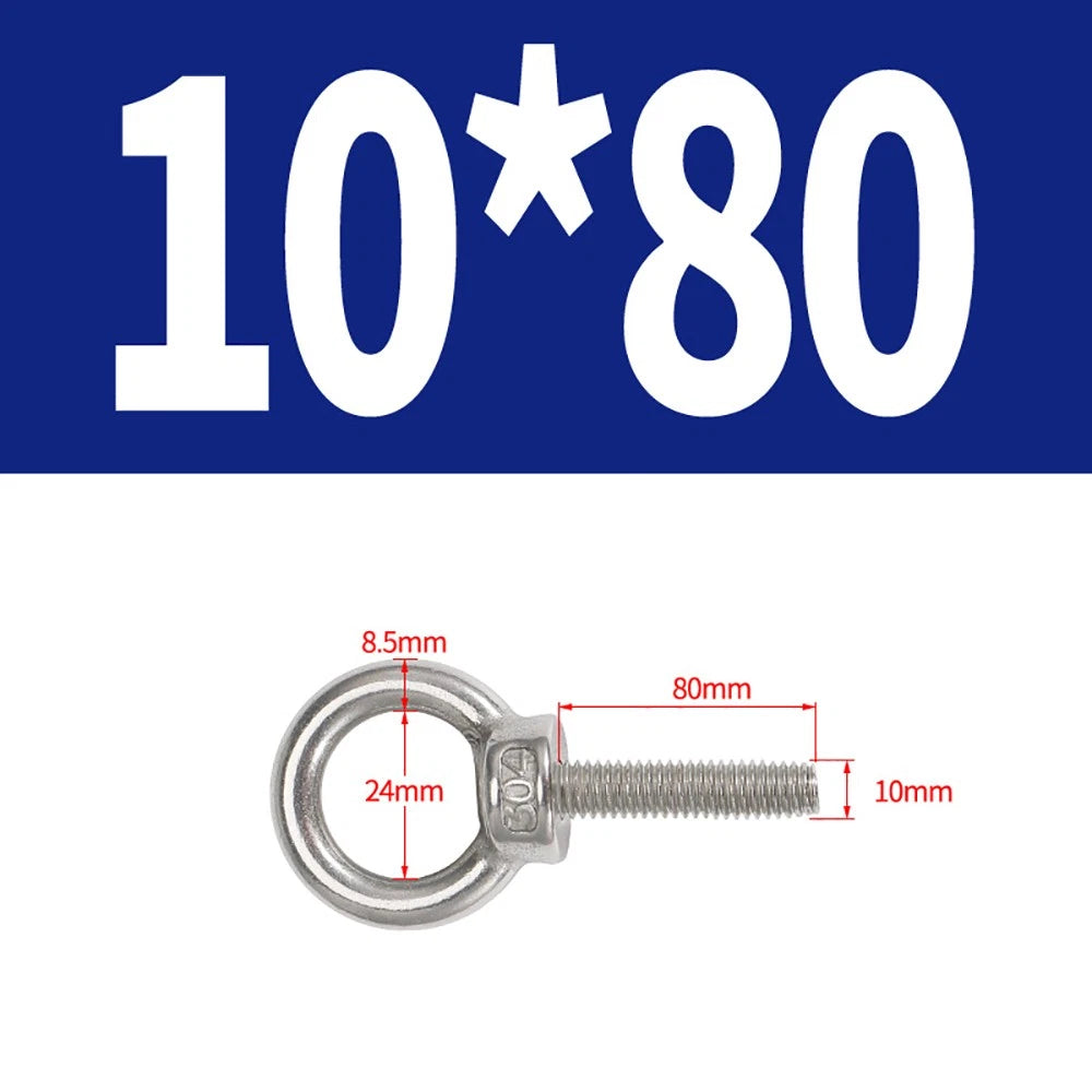 A2 Stainless Steel Eye Bolts DIN 580 — M10 M12 M14 M16 M18 M20 M24 Lifting Ring Bolt