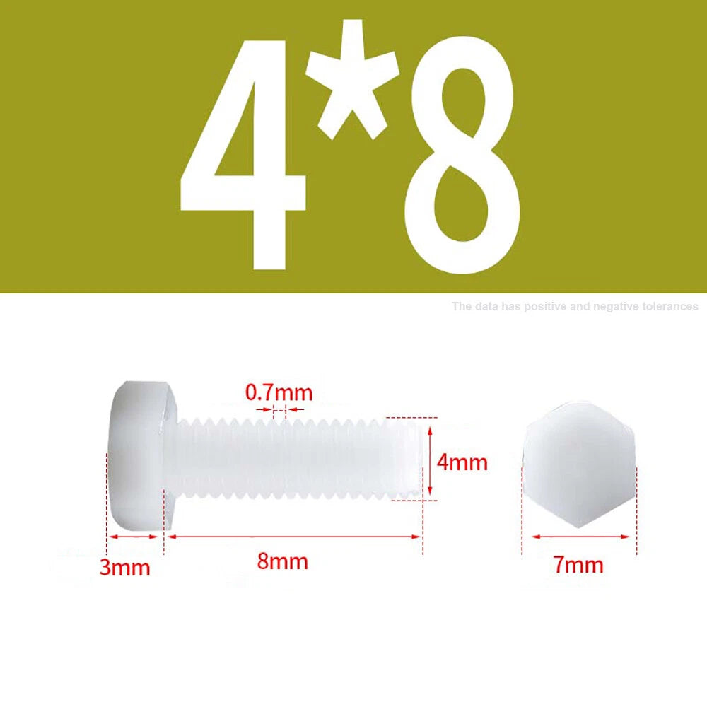 M3–M12 White Nylon Hex Bolts | Plastic Hexagon Head Machine Screws DIN 933