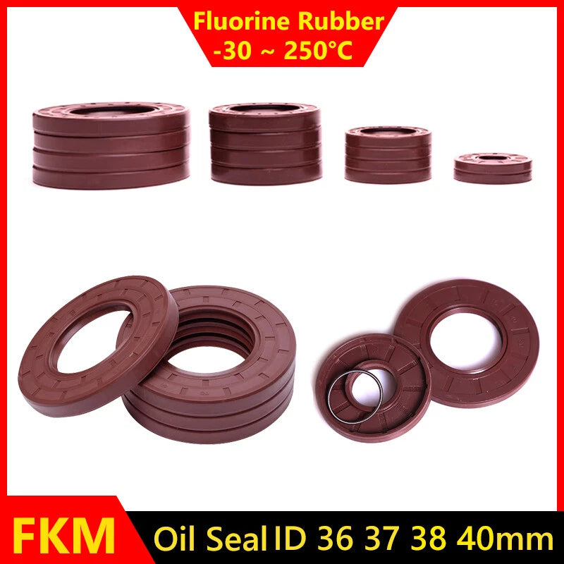 FKM TC Oil Seal Double Lip Spring Rotary Shaft Seal ID 36-40mm