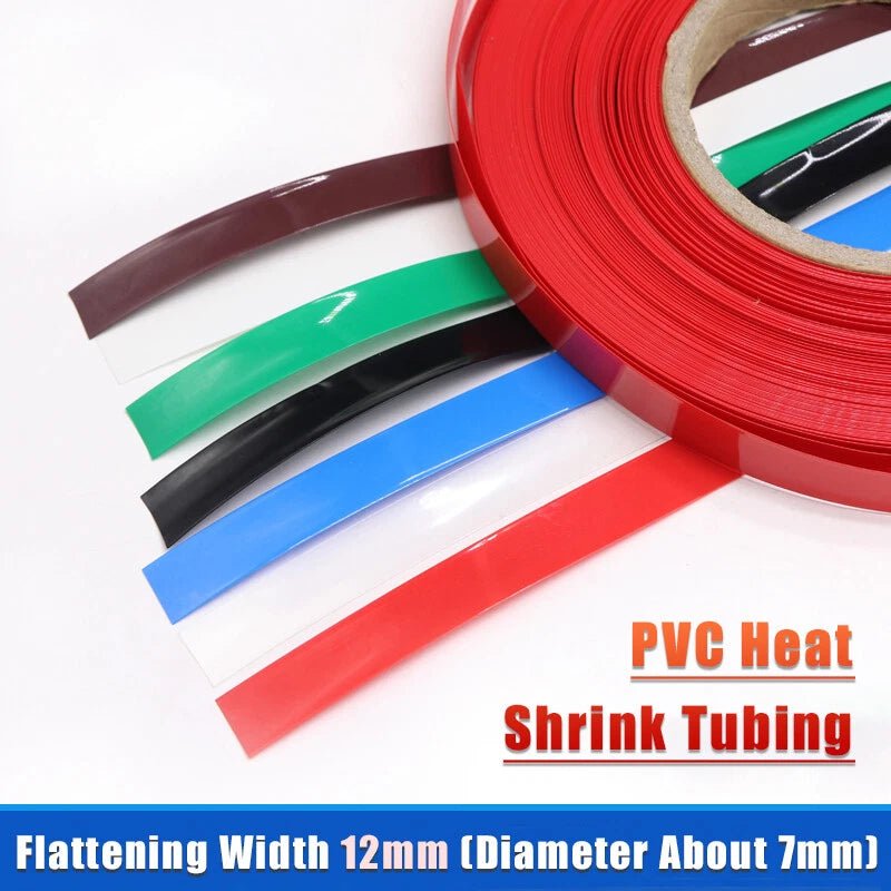 12mm PVC Heat Shrink Tubing for Battery Packs — 8 Colors, 1–200M Rolls - HomeDIYer