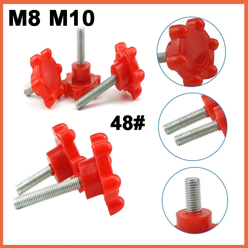M8 M10 Thumb Screws 8mm 10mm Plastic Knobs Bolt Red Torx-shaped Thumbscrew 48#