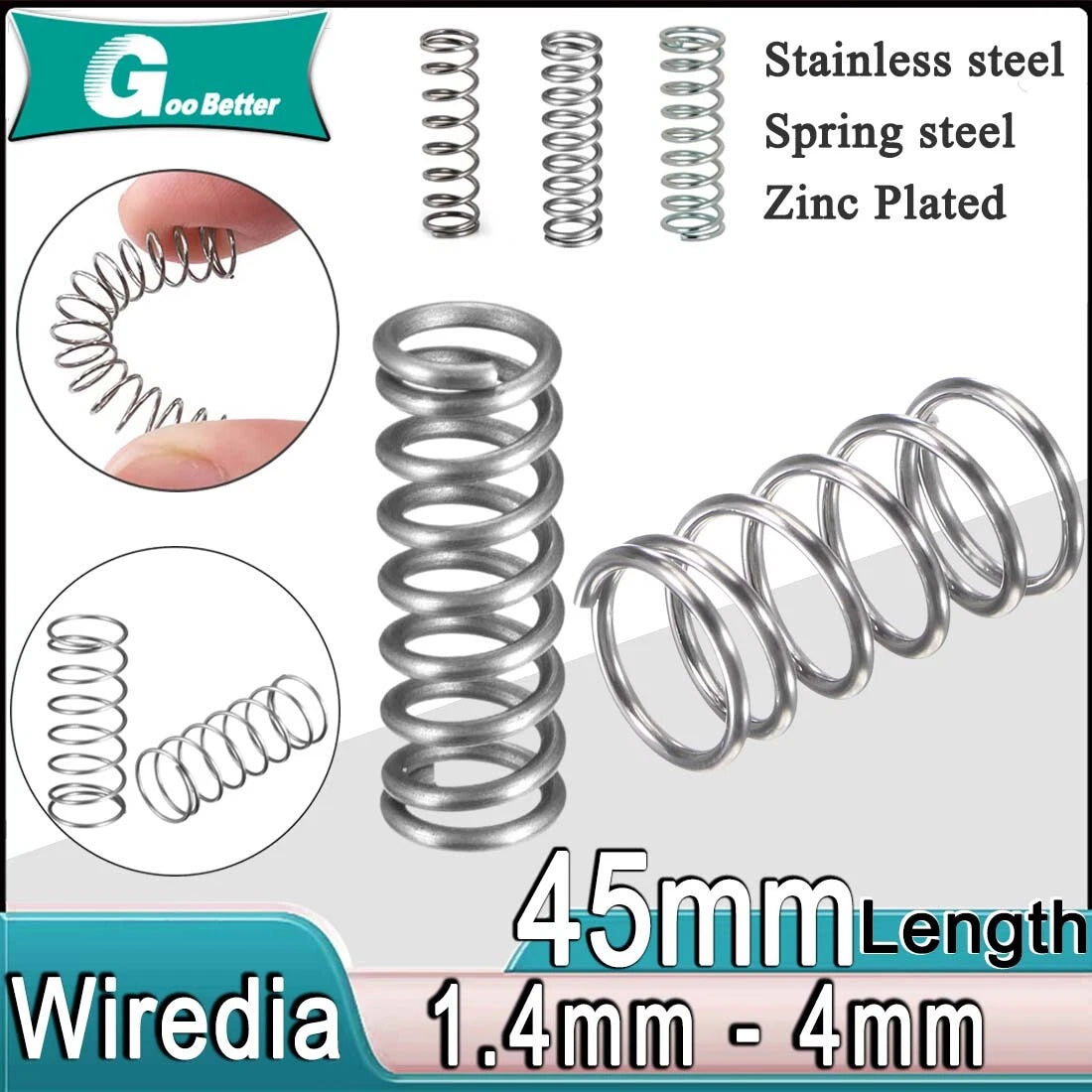 45mm Long Compression Spring 8mm - 60mm Diameter，Pressure- coiled springs
