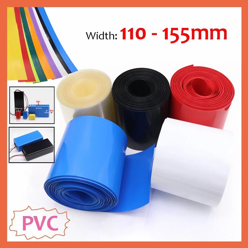 Large Diameter PVC Heat Shrink Tubing for Battery Packs — 110mm to 155mm, 9 Colors - HomeDIYer