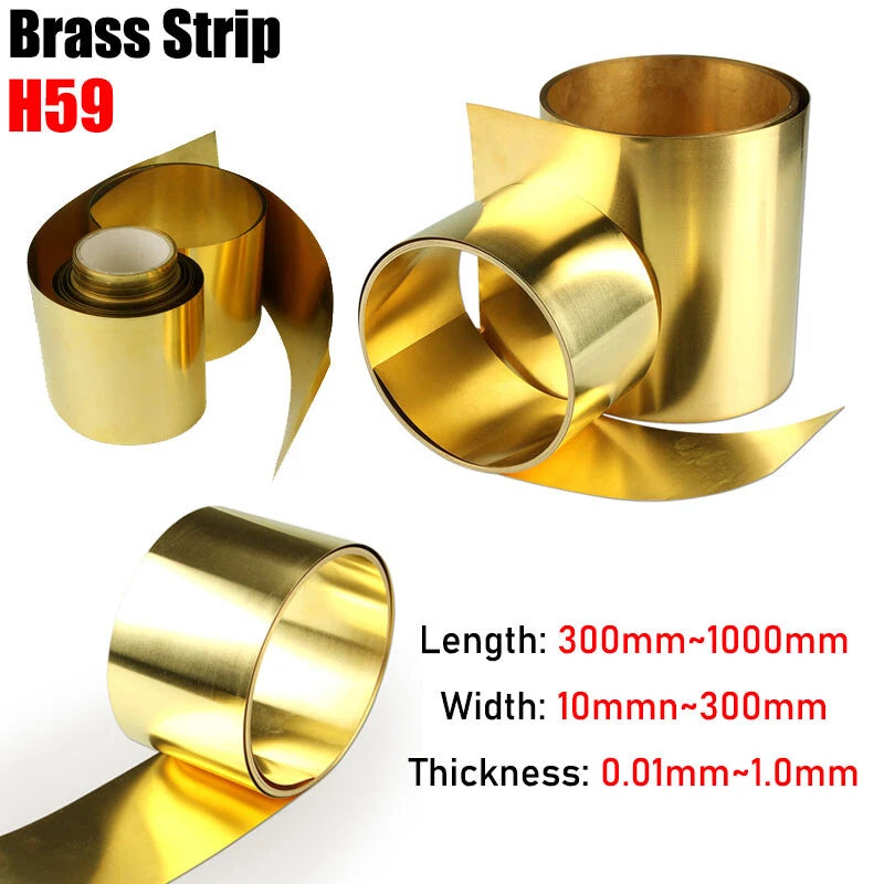 10-300x1000mm Brass Sheet Plate Cu Metal Foil Panel Strip Roll Thick 0.01mm-1mm
