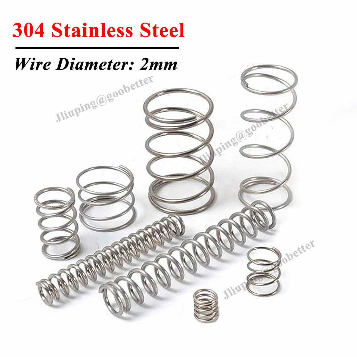 Compression Spring Wire Dia 2mm Stainless Steel Pressure Coil Springs OD 10-30mm