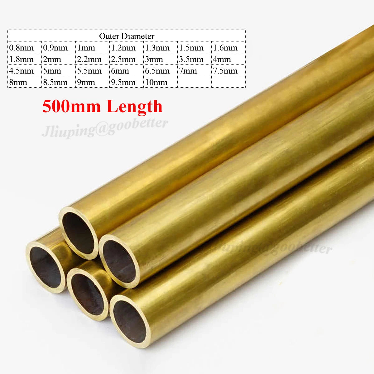 Brass Round Tube Pipe OD 0.8–10mm × 500mm | Multiple Wall Thickness Options