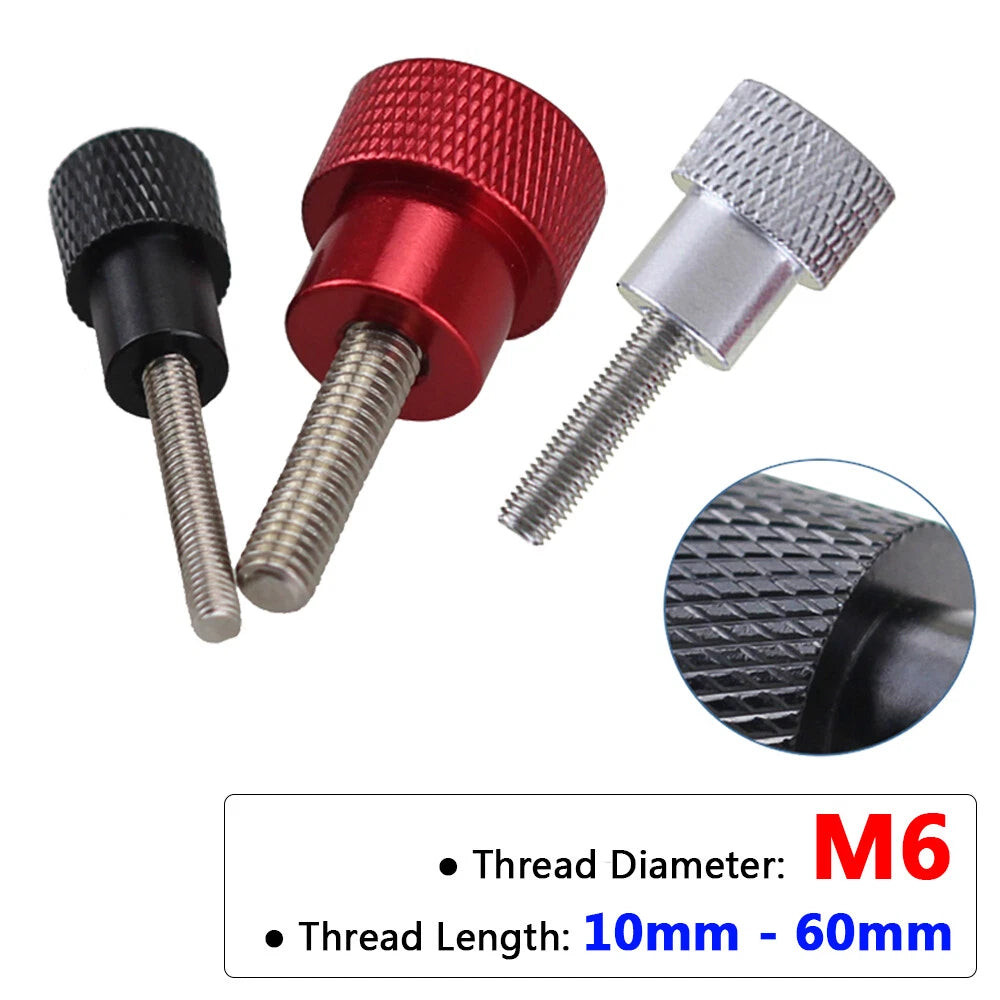 M6 Knurled Thumb Screws with collar High Type Stainless Steel Red, Black, Silver