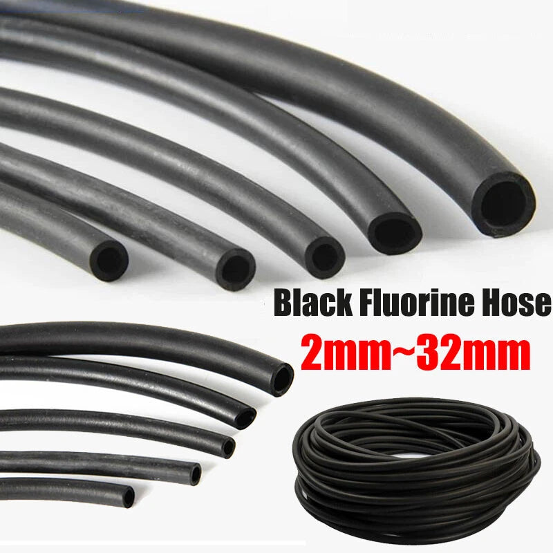 Viton Fluorine Rubber Fuel Hose — Black Fuel Line Tube ID 2–32mm, Petrol Oil Engine Pipe