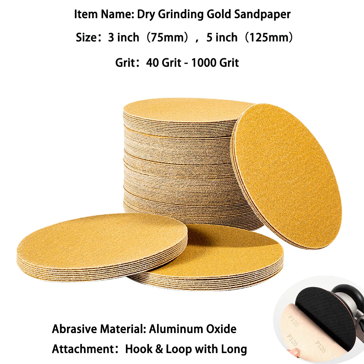 3 in / 5 in Sanding Discs 40-1000 Grit Hook Loop Sandpaper Orbital Sander Paper