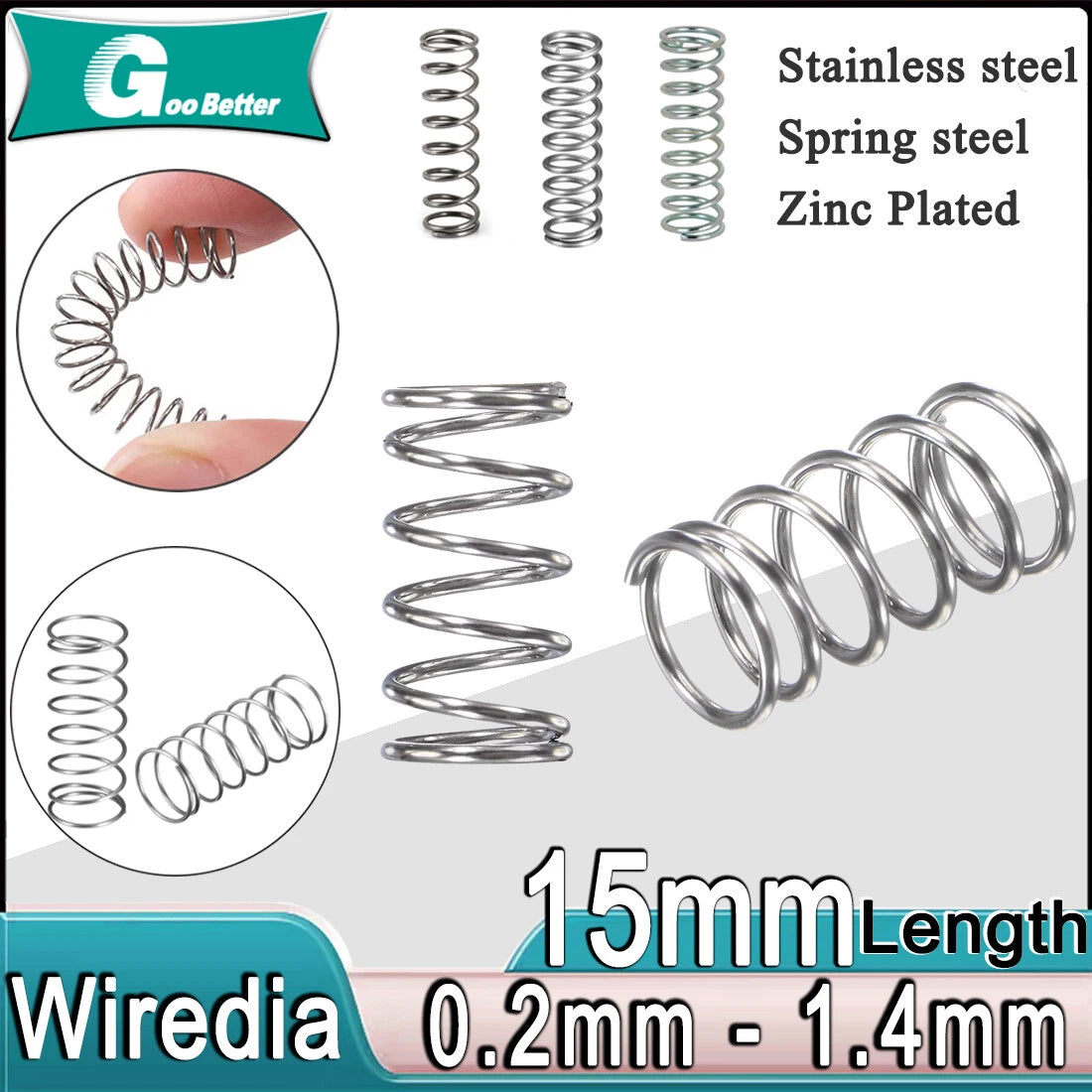 Compression Spring Various Size 1.5 - 22mm Diameter & 15mm Length Pressure Small
