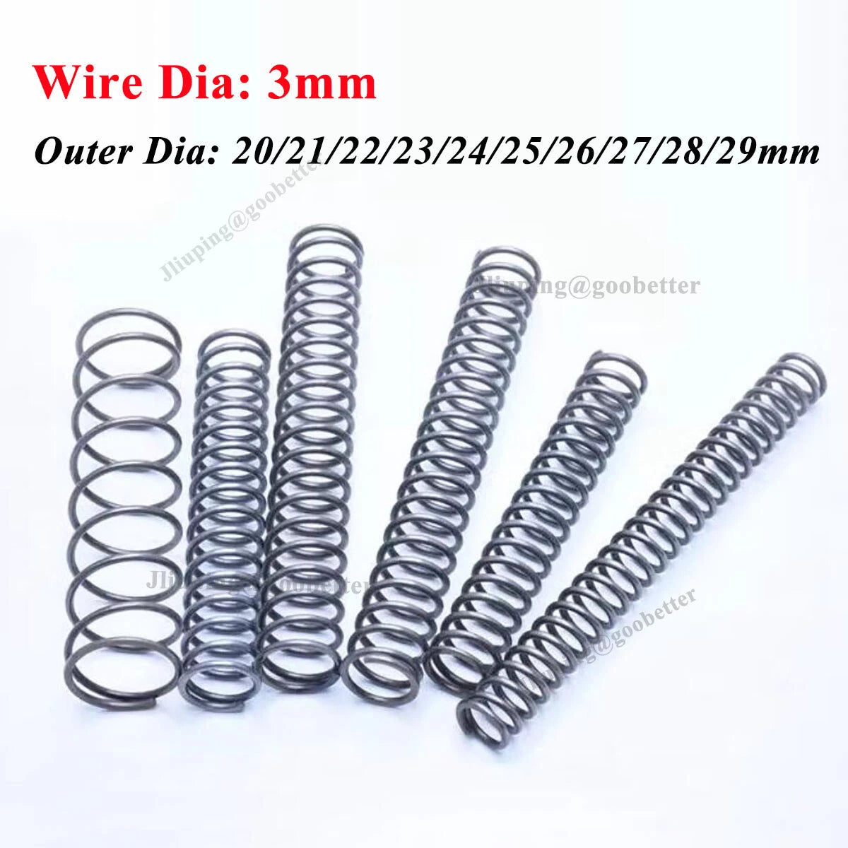 Compression Spring Wire Dia 3mm OD 20mm-29mm Spring Steel Pressure Coil Springs