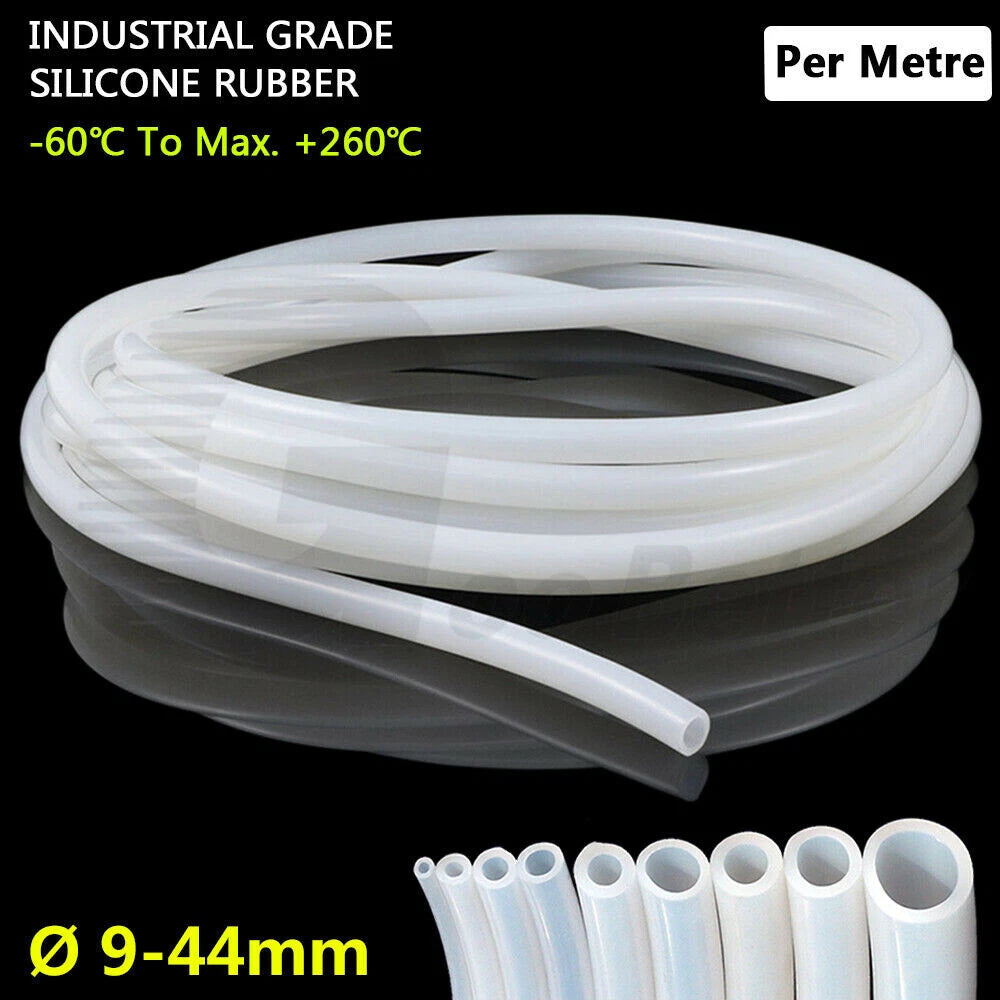 White Silicone Rubber Tubing — OD 9–44mm, High-Temp Flexible Hose Pipe (Per Metre)