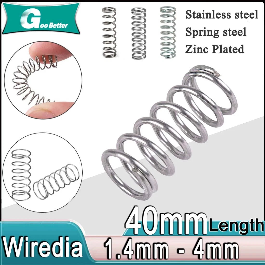 40mm Long Compression Spring 8mm - 60mm Diameter，Pressure- coiled springs