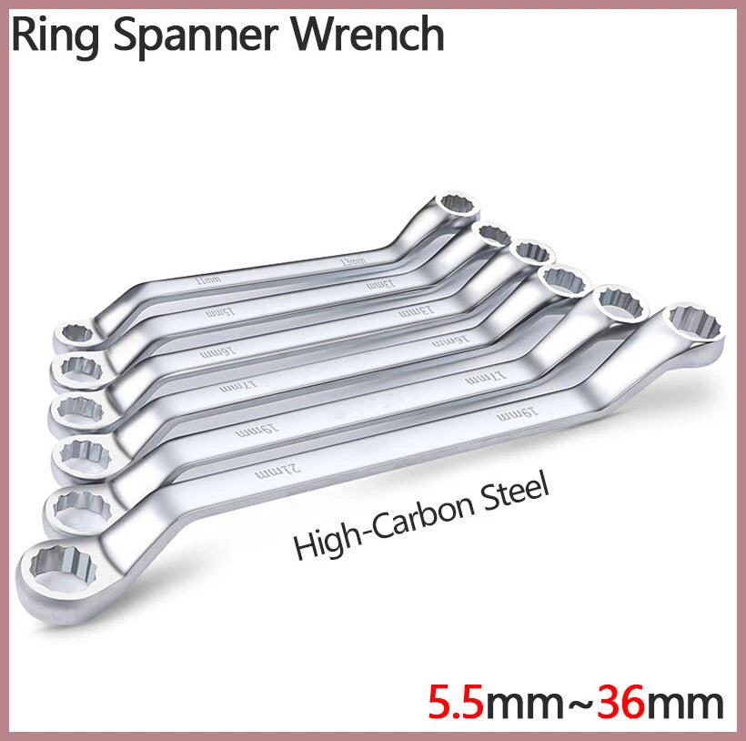 Ring Spanner Wrench High-Carbon Steel Metric Ring Deep Double Offset 5.5mm~36mm