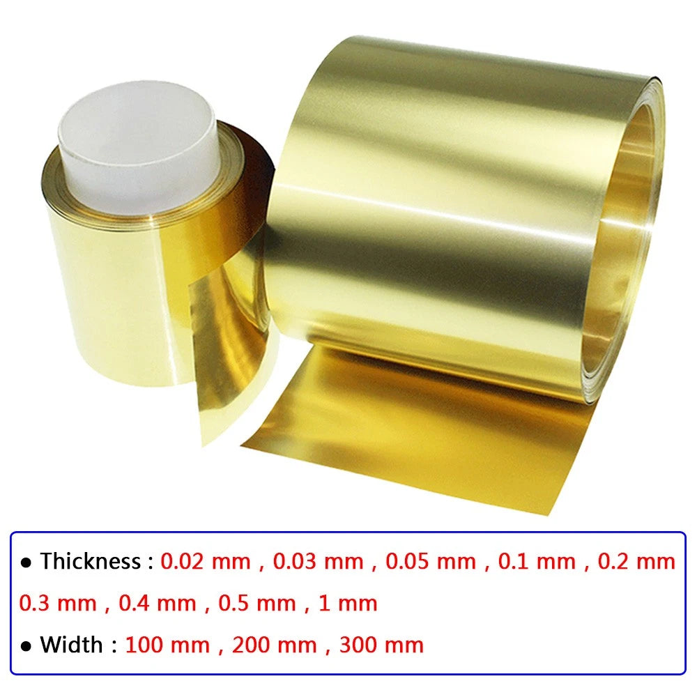 Ultra-Thin Brass Sheet Roll Foil Strip Band 0.02-1mm Thick 100/200/300mm Width