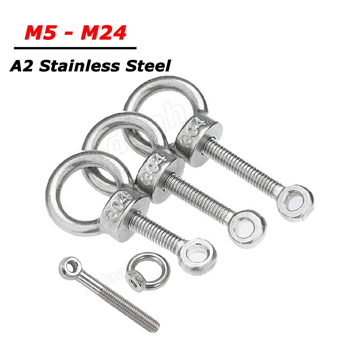 A2 Stainless Steel Lifting Eye Bolts with Ring Eye Nut M5,6,8,10,12,16,18,20,24