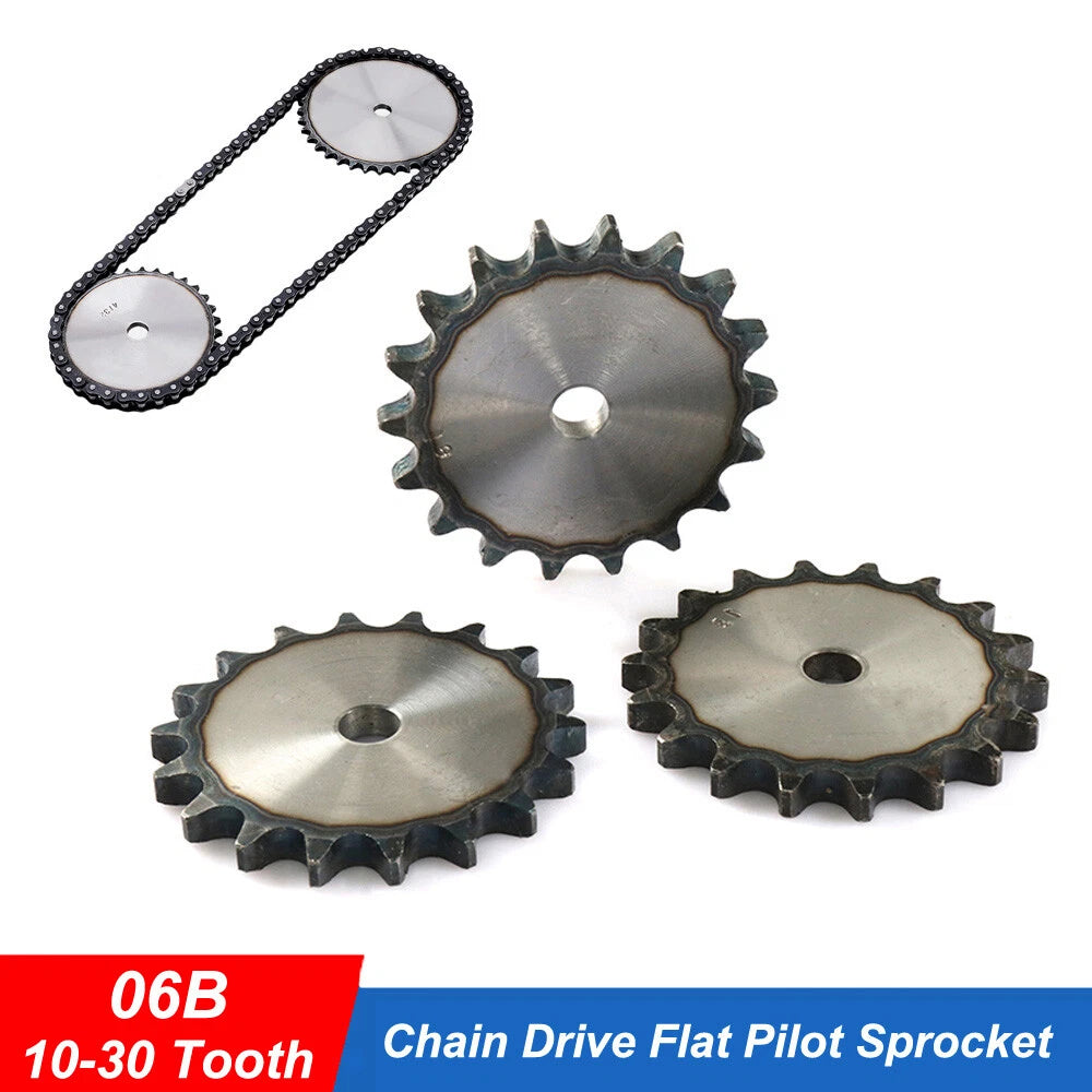 1/2" 08B Chain Drive Flat Pilot Sprocket 10-30 Tooths Pitch 9.52mm Roller Chain