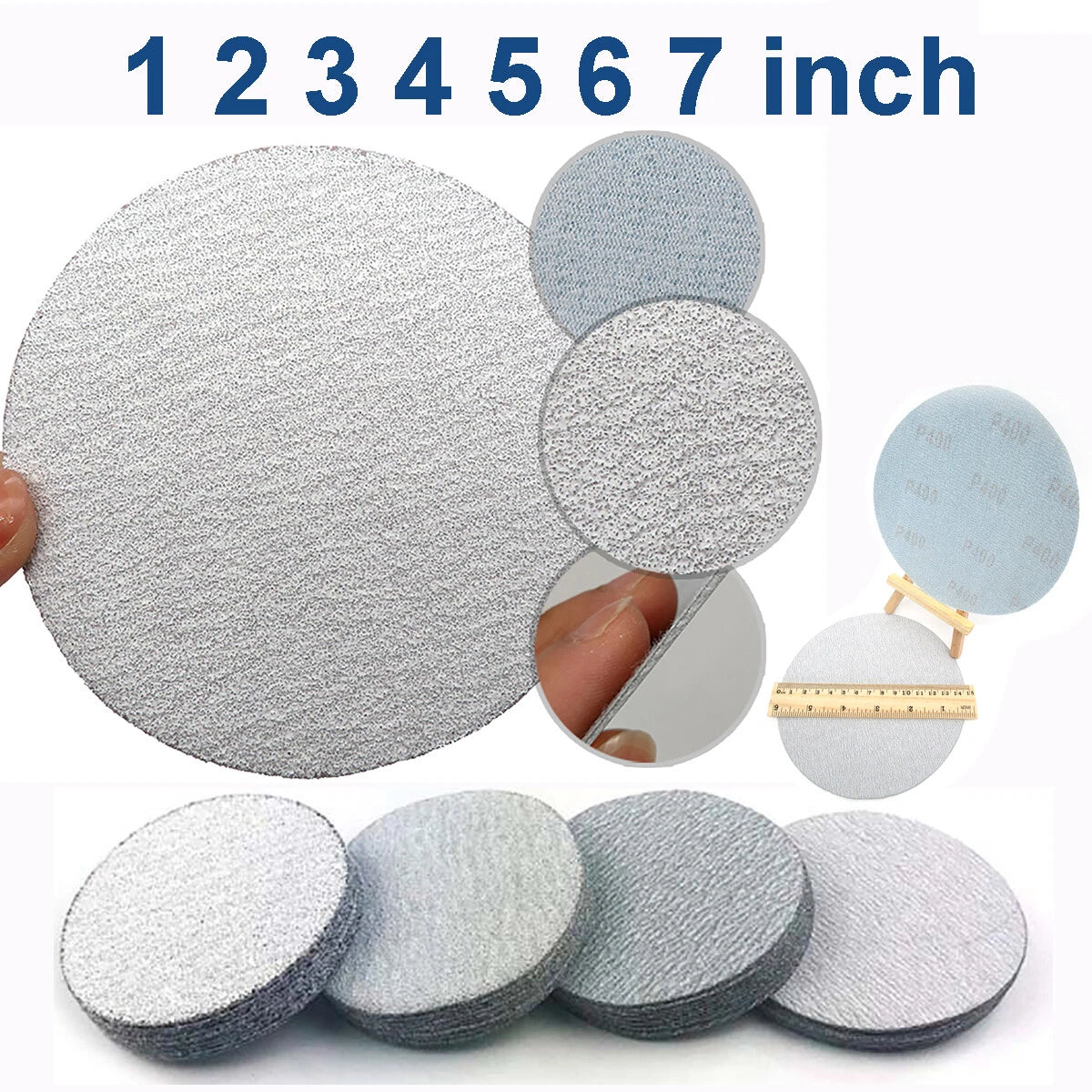 1/2/3/4/5/6/7 inch Hook & Loop Sanding Disc Orbital White Sandpaper Pads Wet Dry