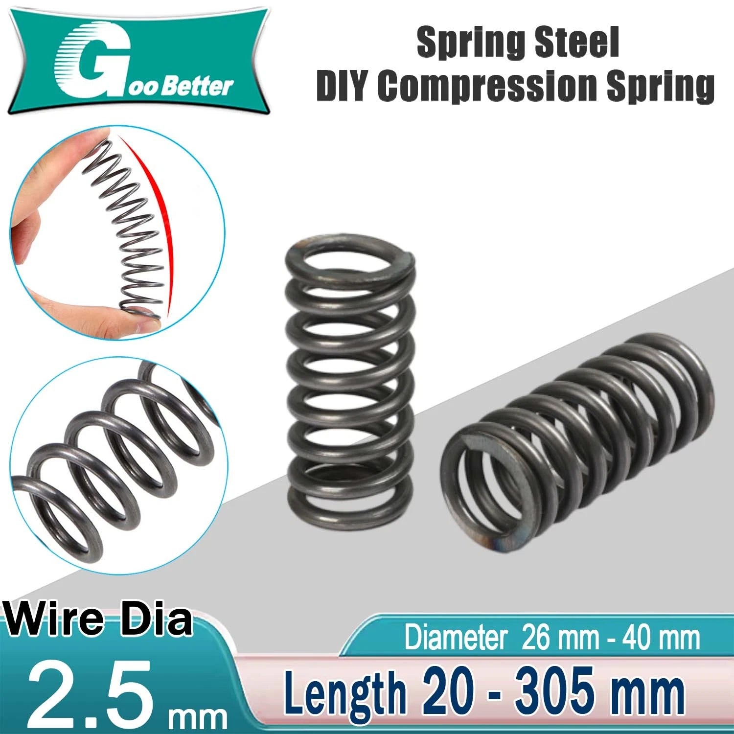 Compression Spring 26-40mm Diameter & 20mm-305mm Length Pressure Big 2.5mm Wire