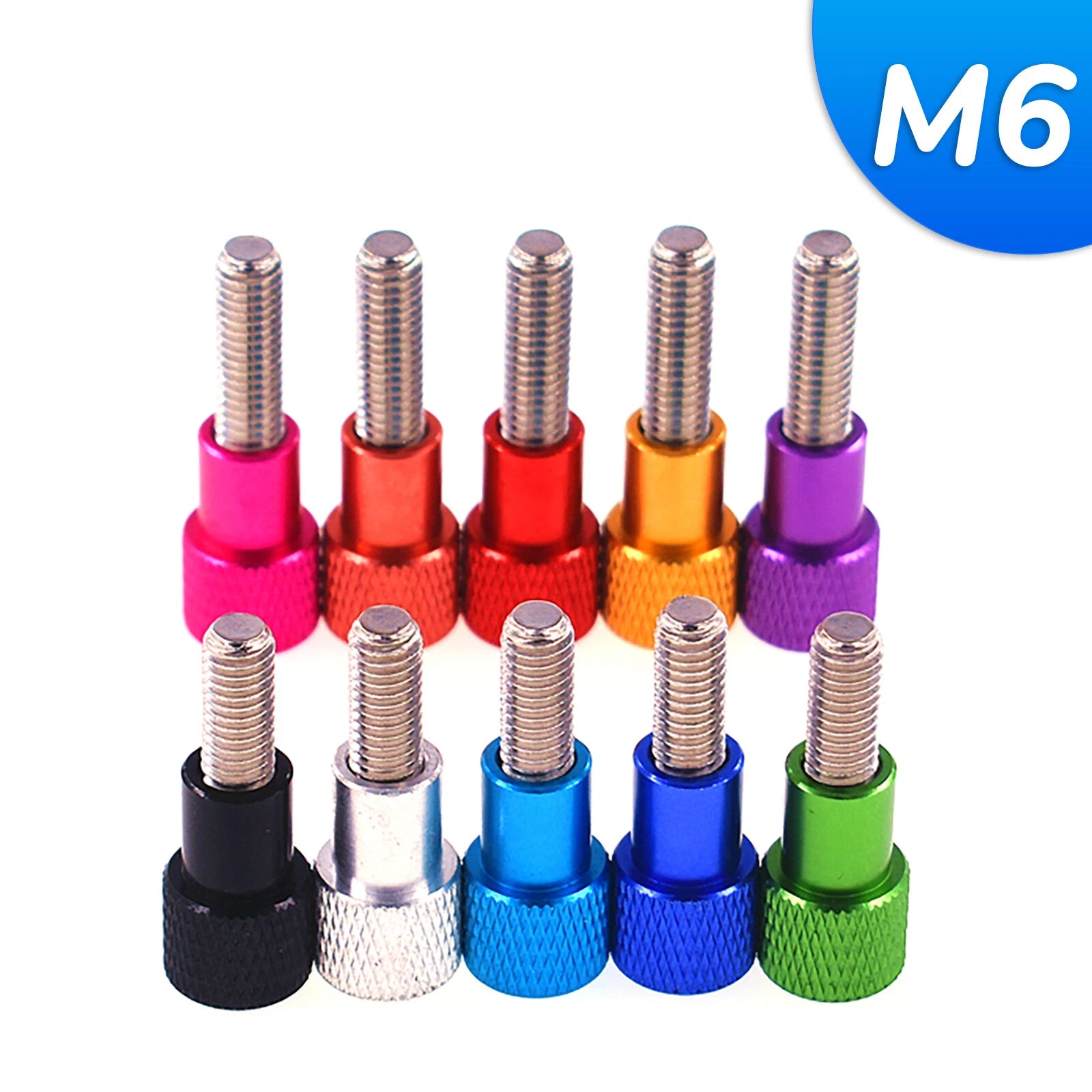 M6 6mm Knurled Thumb Screws Stainless Steel + Aluminium Hand Grip Knob Bolts