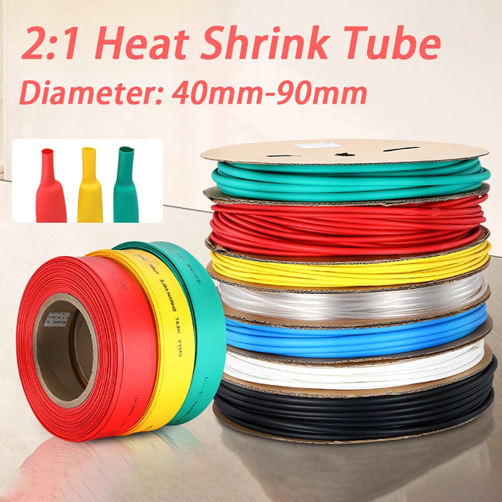 Heat Shrink Tube 40mm–90mm | 2:1 Ratio Electrical Sleeving for Wire & Cable