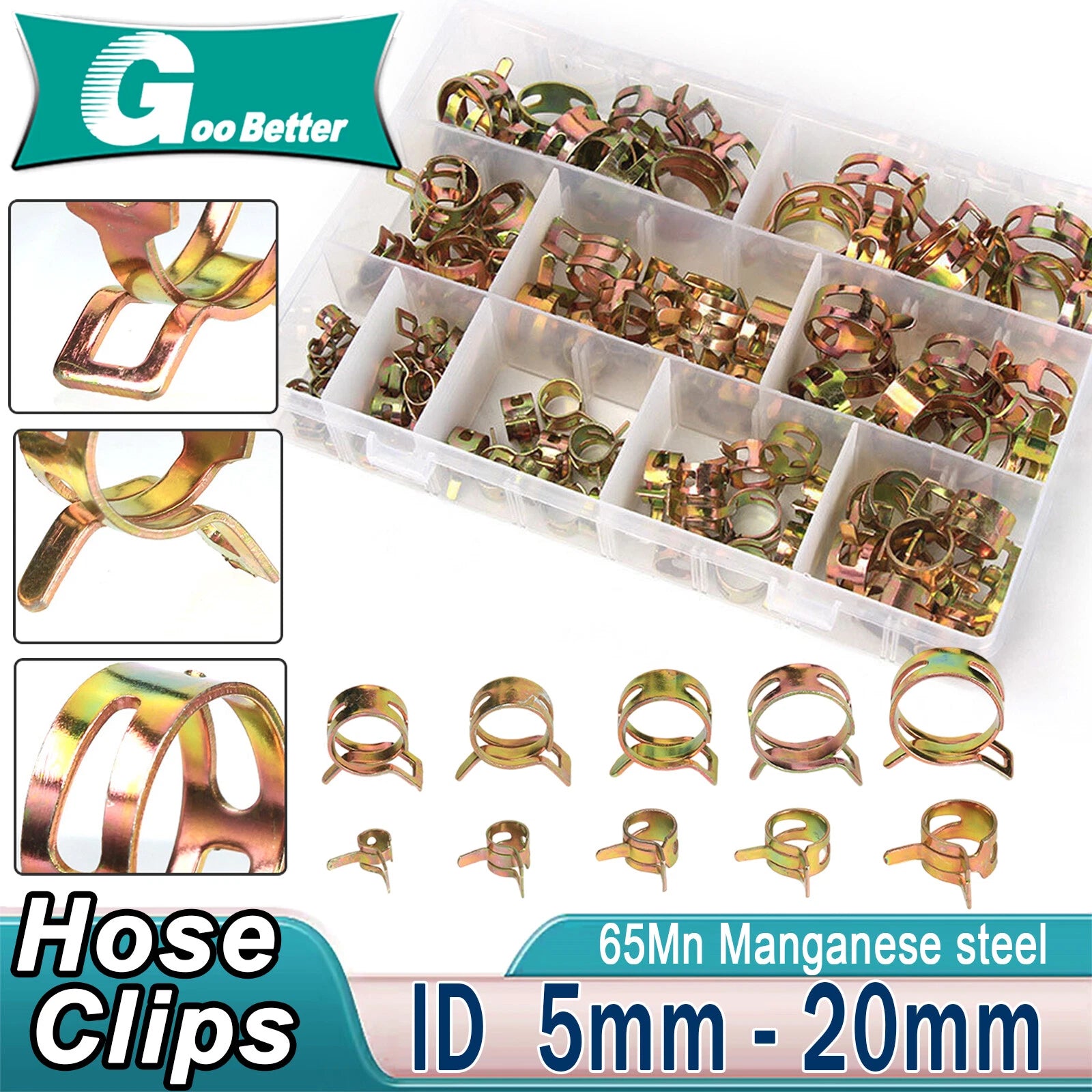 Spring Hose Clips/Clamps Fuel Air Gas Water Pipe Self Clamping 60pcs / 90Pcs Set