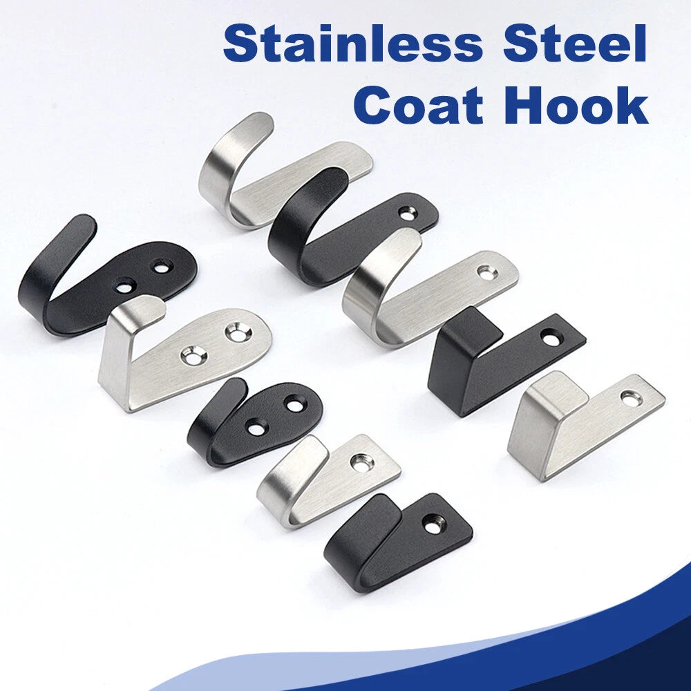 Stainless Towel Coat Heavy Duty Door Wall Mounting J Hooks Hanger Single Holder