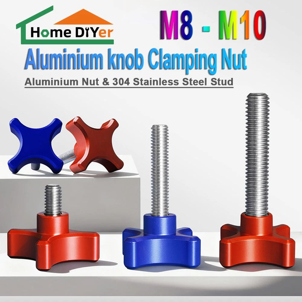 M8 M10 Star Hand Knob Screws Bolt Aluminum Thumb Handle Clamping Machine Bolts