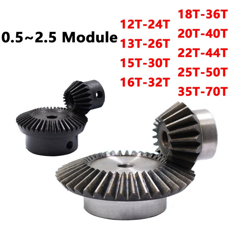 Precision Bevel Gears 0.5/1/1.5/2/2.5 Module 12/24 Teeth -35/70 Teeth Bevel Gear