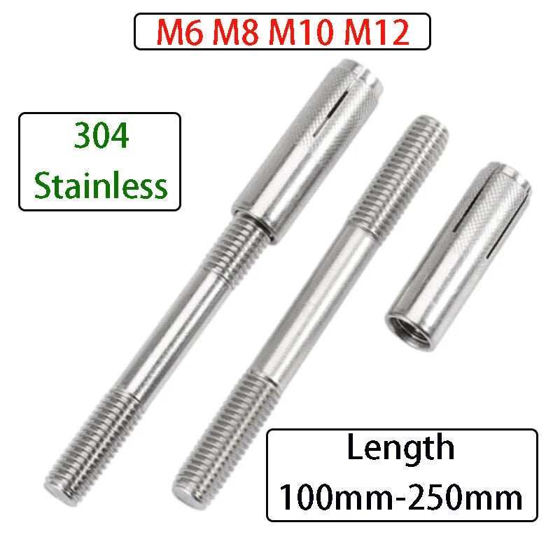 304 Stainless Steel Double - End Threaded Expansion Anchor Bolts | M6 M8 M10 M12 | 100–250mm - HomeDIYer