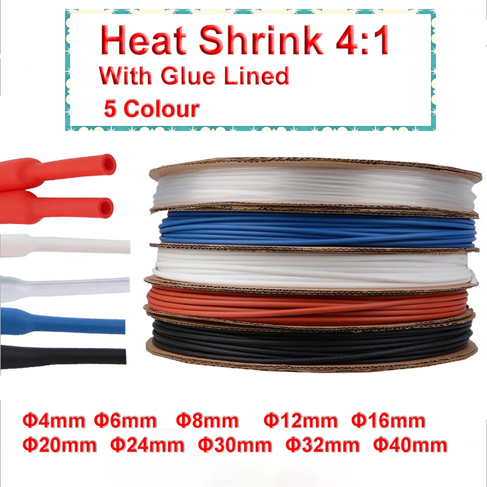 4:1 Adhesive Glue-Lined Heat Shrink Tubing — Waterproof Dual-Wall Heatshrink Sleeving