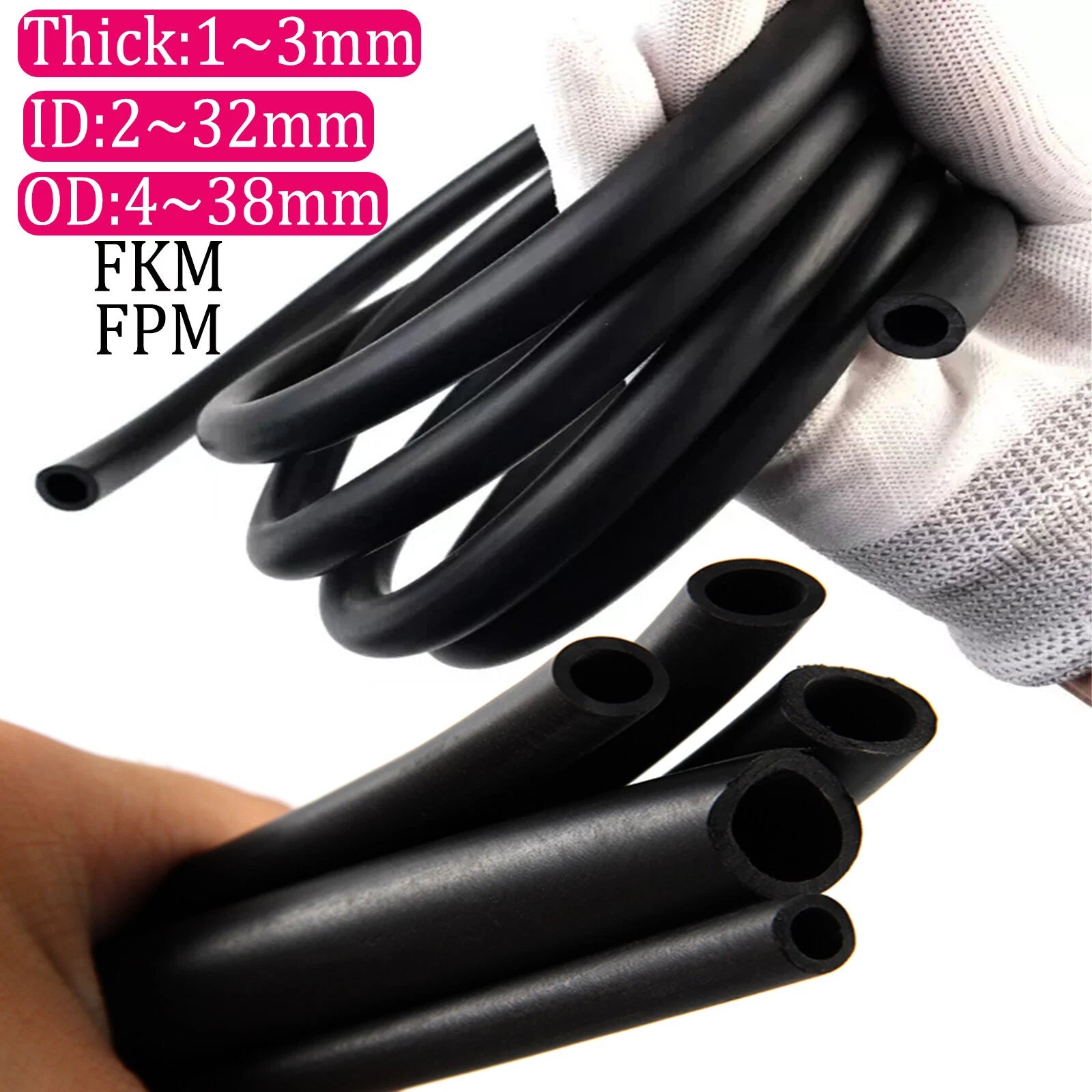 FKM Rubber Reinforced Fuel Hose Unleaded Petrol Diesel Oil Line Fuel Pipe 2~38mm